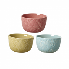 Small Embossed Stoneware Bowls Assorted Colours By Rice DK